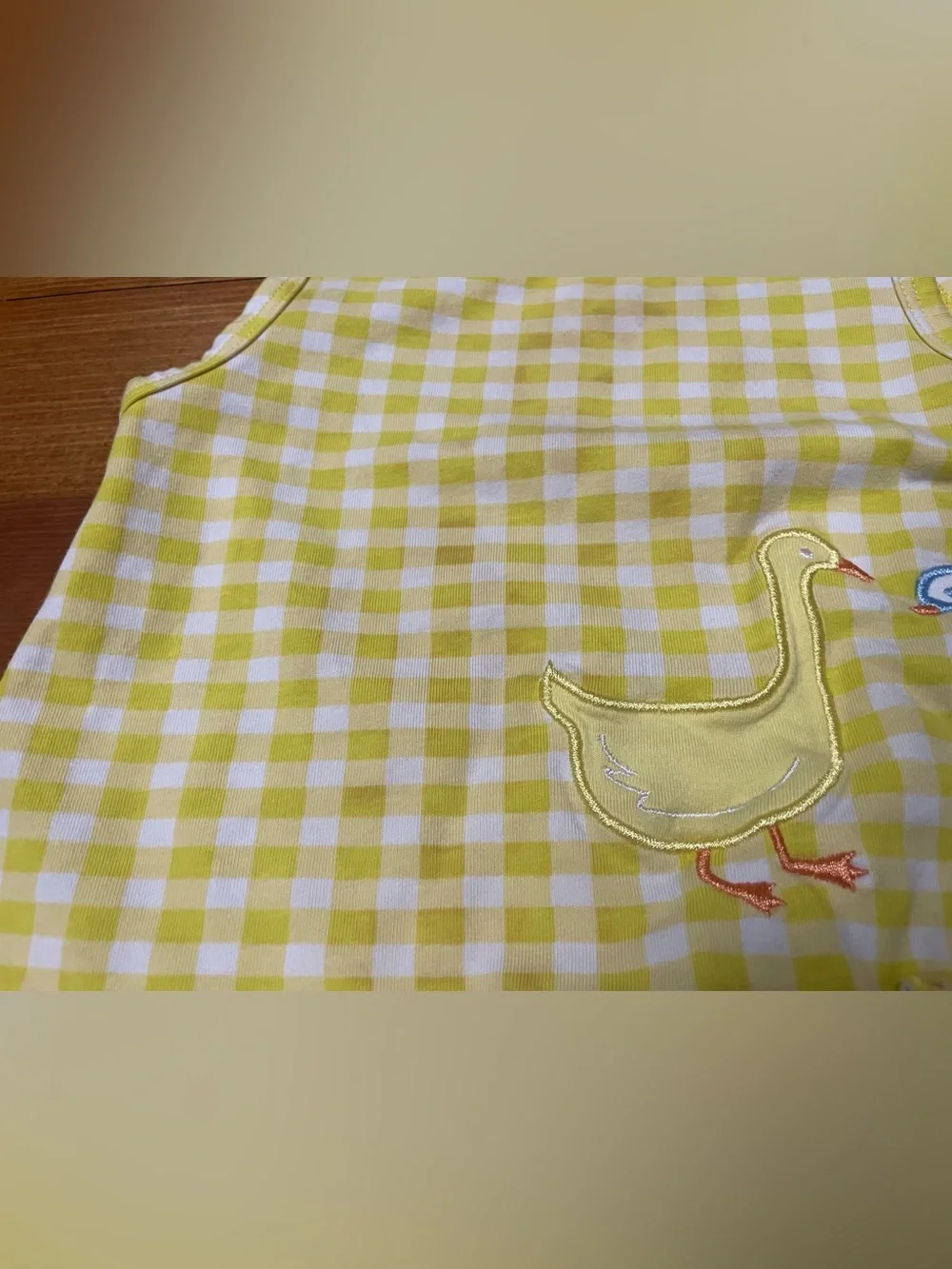 Florence Eiseman Blossom & Sprout Yellow & White Gingham Tank with Duck Motif 2T